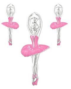 ピアス & ブローチセット (ピンク バレリーナ)